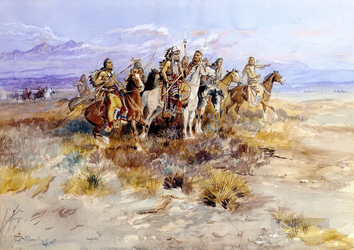 indian scouting party 1897 Charles Marion Russell Oil Paintings